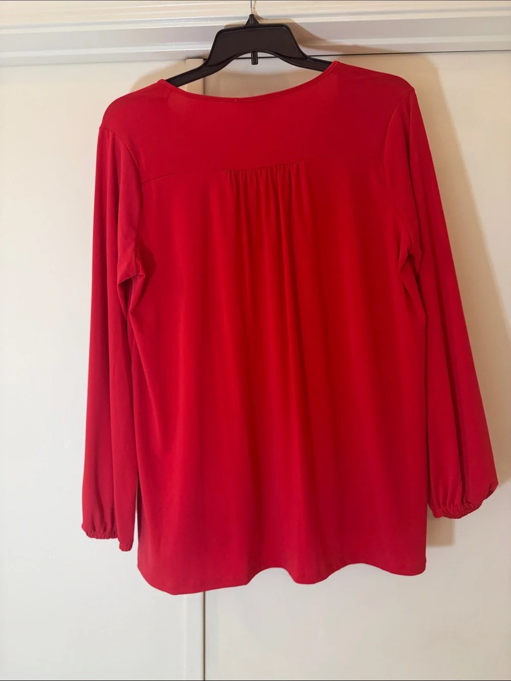 Michael Kors Women’s Red Zip-Detail V-Neck Blouse